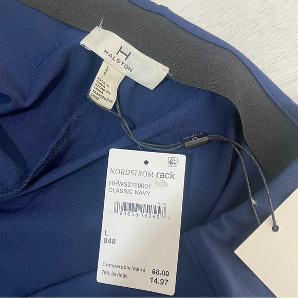 H Halston Wide Leg Ankle Stretch Ankle Pants Navy Blue L - Picture 3 of 7